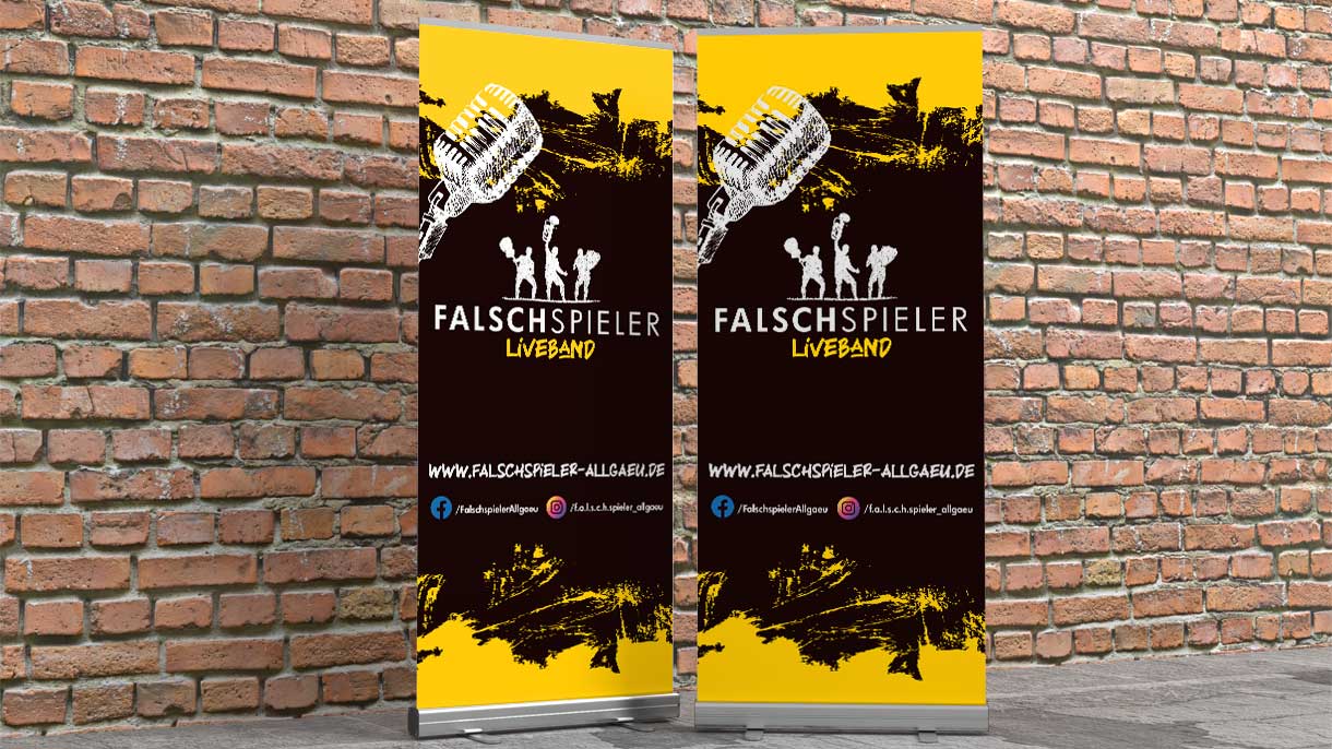 Werbetechnik | Rollup - Falschspieler Liveband