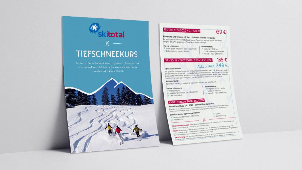 Flyer Allgäu Skitotal Tiefschneekurs