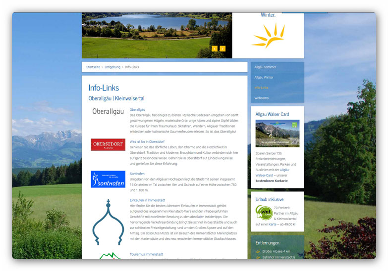 Info-Links für Sommer und Winter Ausflüge