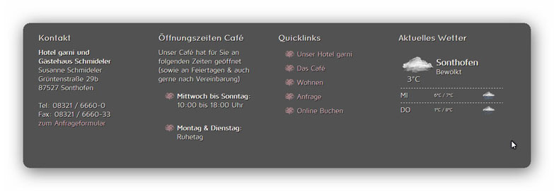 Schmideler Hotel garni & Caf&eacute; - Fu&szlig;zeile mit integriertem Wetter